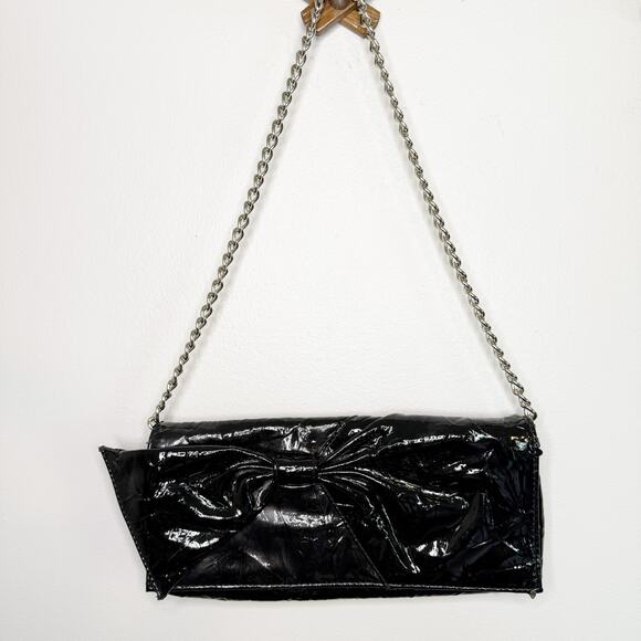 Jessica McClintock Black Patent Clutch / Evening Bag - Picture 2 of 6